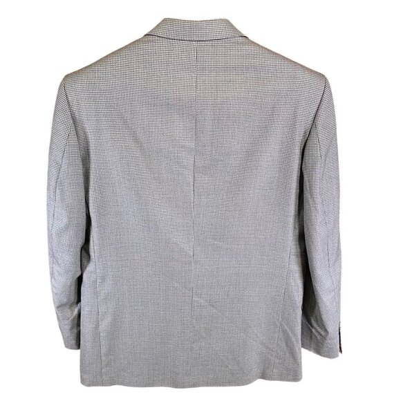Oscar De La Renta Mens Blazer Jacket 38R Houndstooth Formal Gray Double Button - Picture 2 of 16
